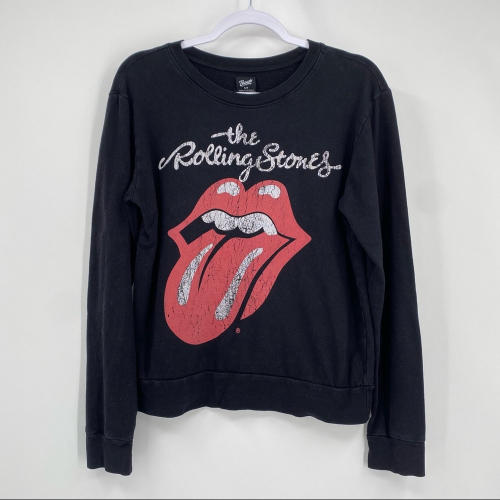 Forever 21 Bravado The Rolling Stones Lips Tongue Sweatshirt BLACK Size Small - Picture 2 of 11